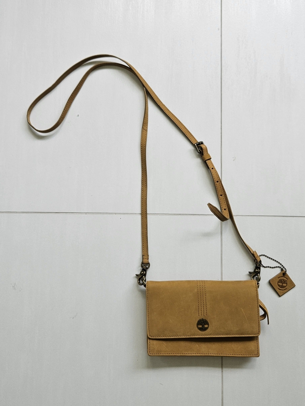 Timberland Tan Leather Crossbody Bag